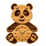 Часы  настенные детские деревянные с лазерной резкой картинок  «Панда»