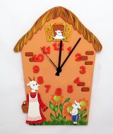 Часы-домик настенные детские с лазерной резкой картинок "Часы Коза с козлятами"