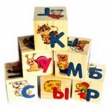 Детские кубики из дерева "Азбука" с картинками