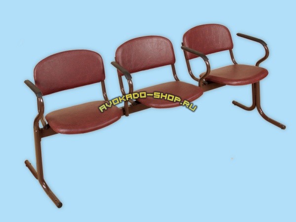 Блок стульев 3-х местный с подлокотниками. Откидные сиденья