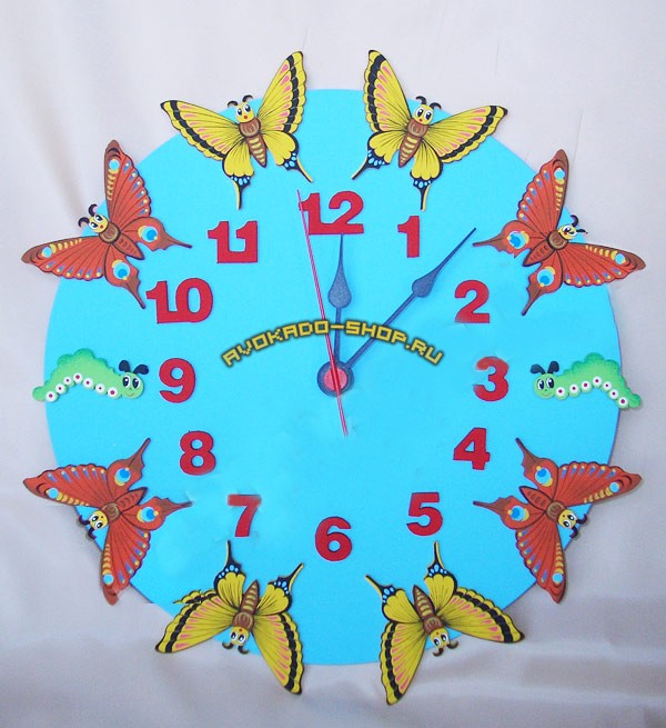 Часы настенные детские фигурные "Бабочки"